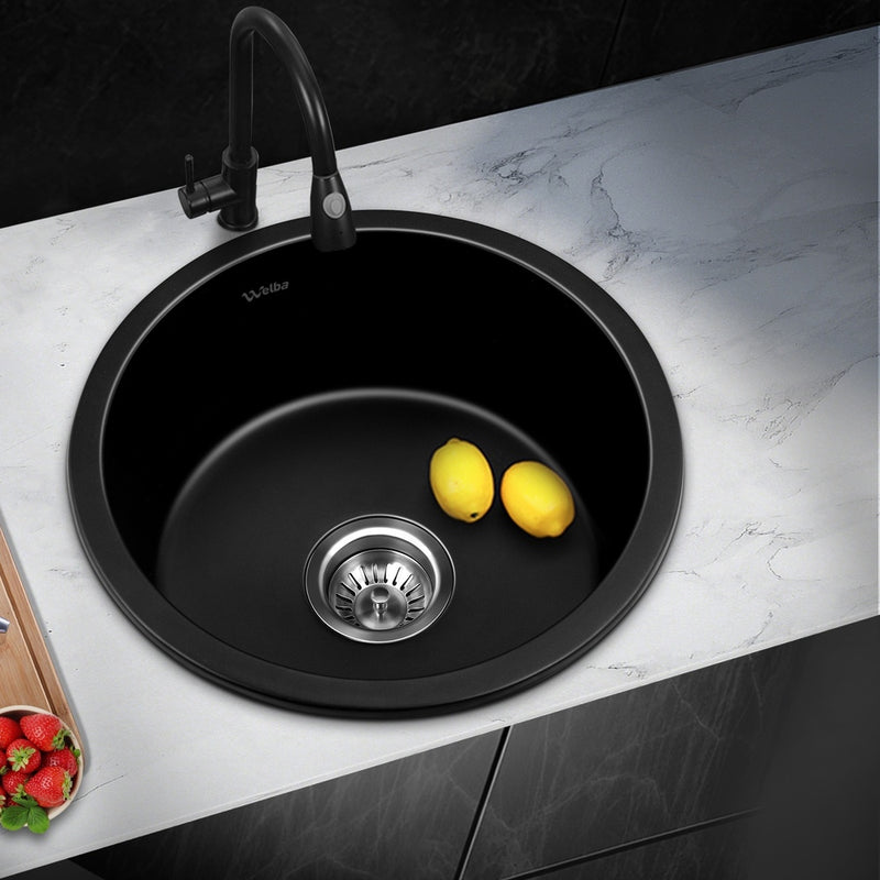 Kitchen Sink Basin Stone Sink Bathroom Laundry Single Bowl 430mmx430mm, Single