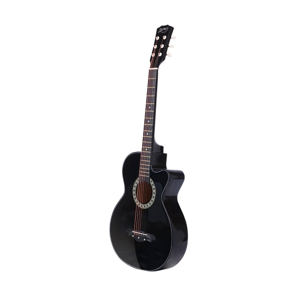 Guitars - 38 Inch Acoustic Guitar Wooden Body Steel String Full Size Cutaway Black