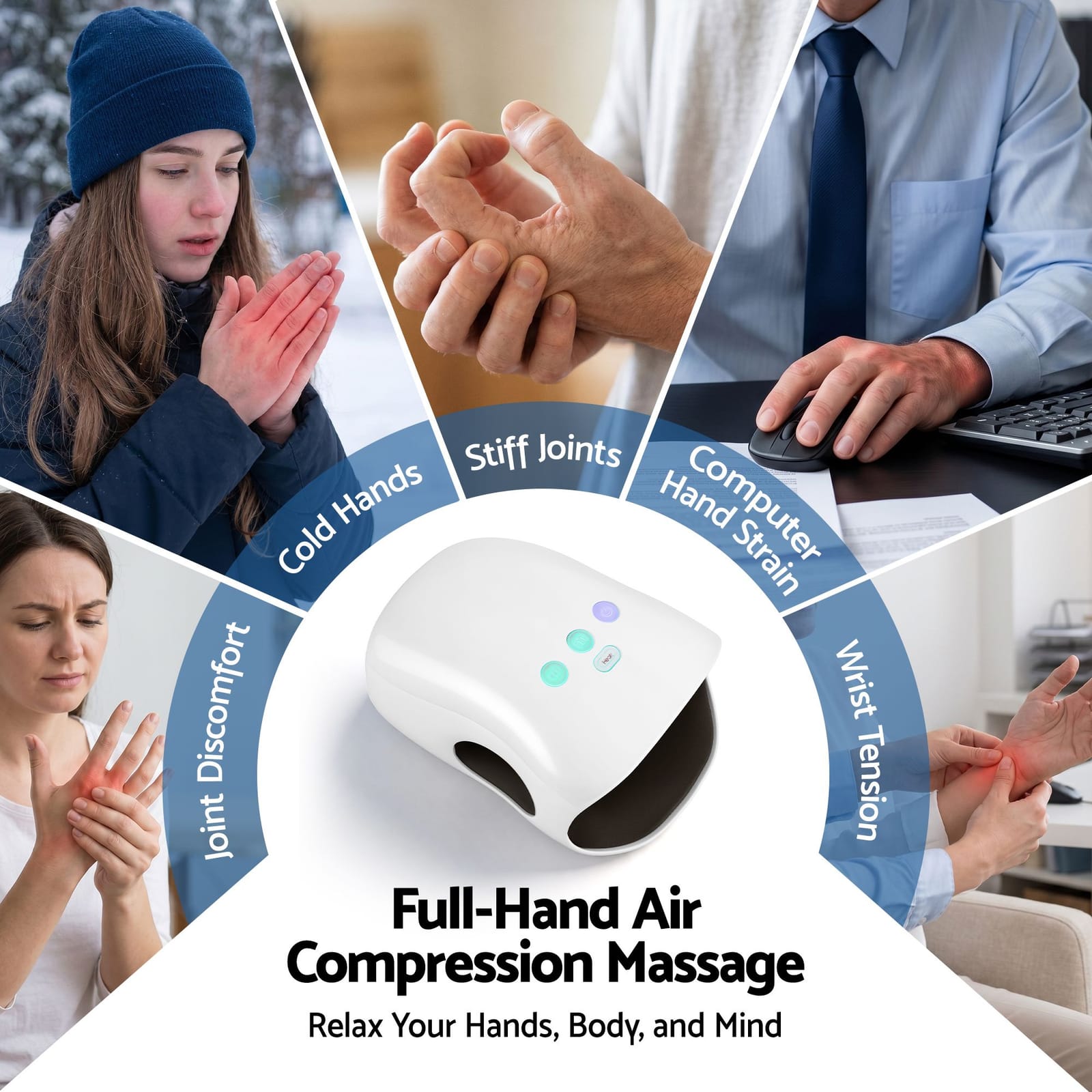 Cordless Hand Massager Heat Compression | Simpledeals