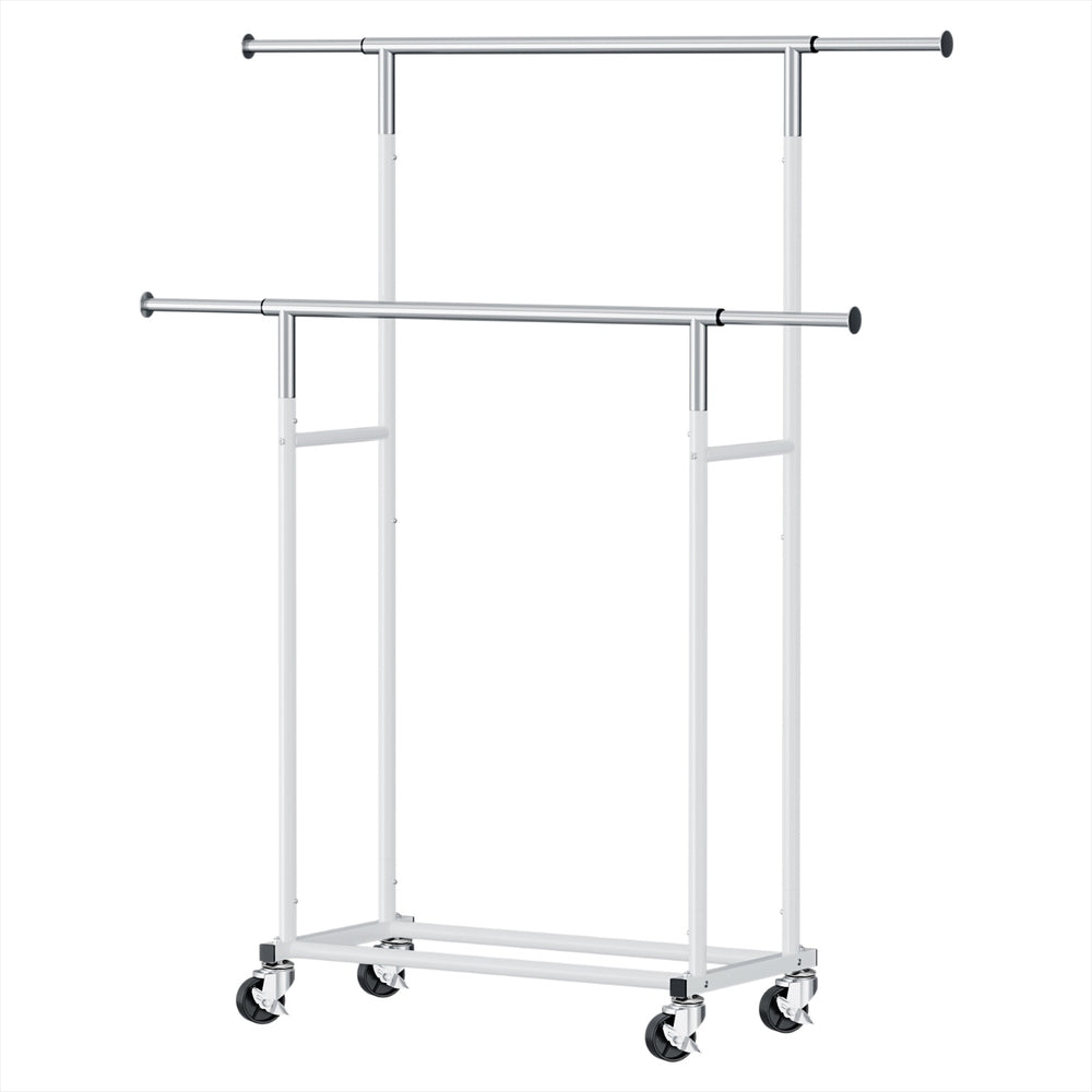 Double - Clothes Rack Double Rod Airer Rail Coat Stand Adjustable Hanger