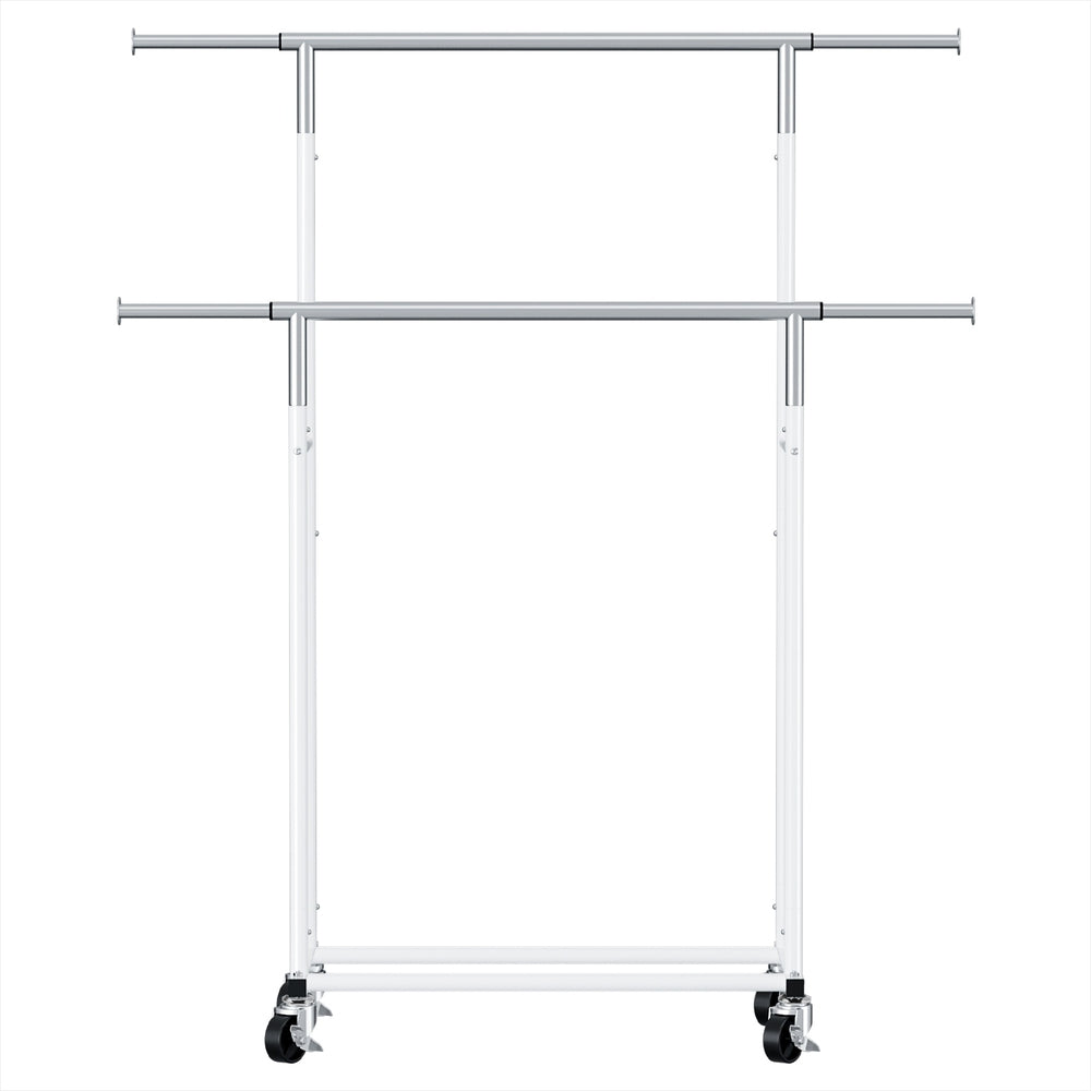 Clothes Rack Double Rod Airer Rail Coat Stand Adjustable Hanger | Coat Racks