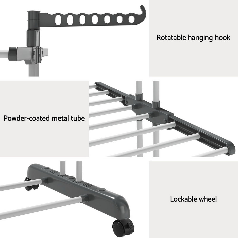 Clothes Airer Drying Rack 173cm Coat Hanger Foldable, 173Cm