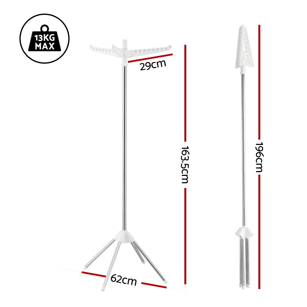 Coat Racks - Clothes Rack Airer Rotatable Hanger Foldable 163Cm