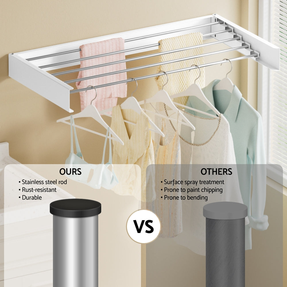 Clothes Rack Wall Mounted Airer Foldable White | White colour