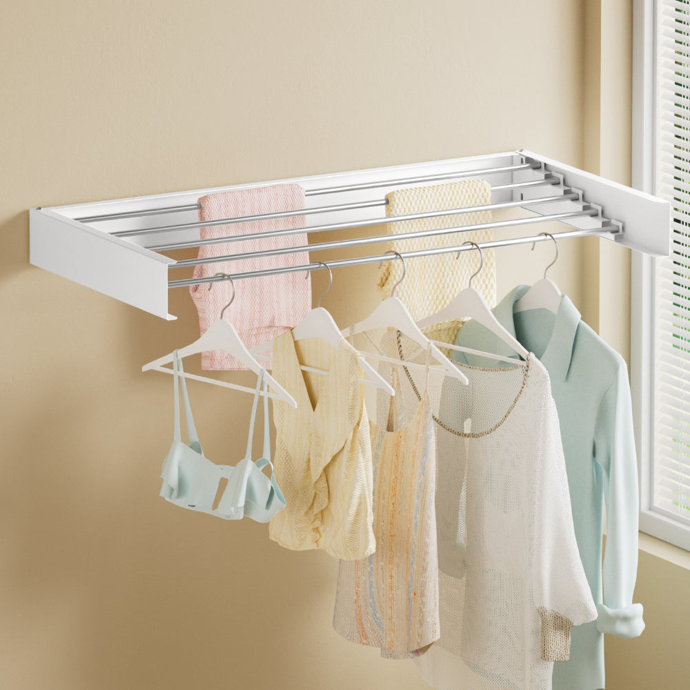 Clothes Rack Wall Mounted Airer Foldable White, White colour