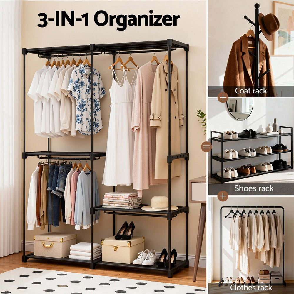 Wardrobe Clothes Rack Closet 181Cm Fabric Upholstery Storage | Coat Racks