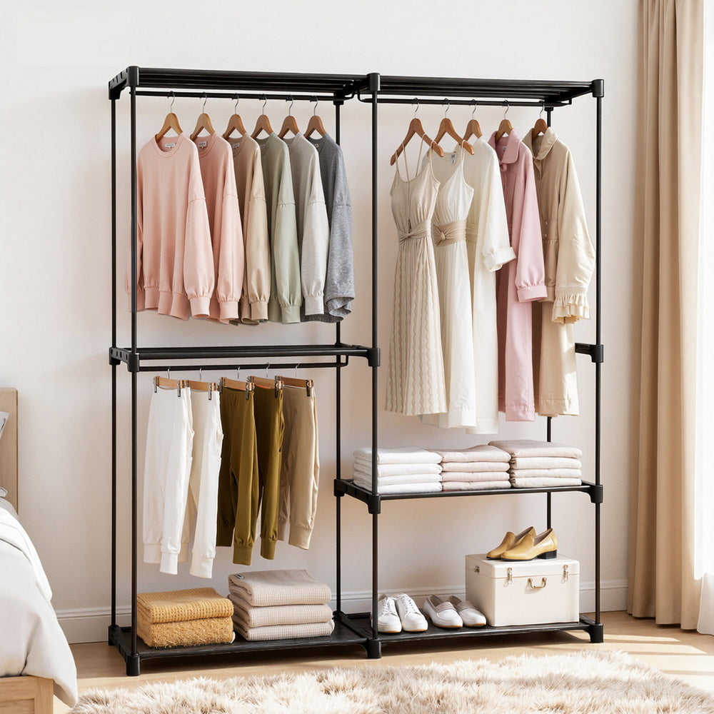 Wardrobe Clothes Rack Closet 181Cm Fabric Upholstery Storage, Coat Racks