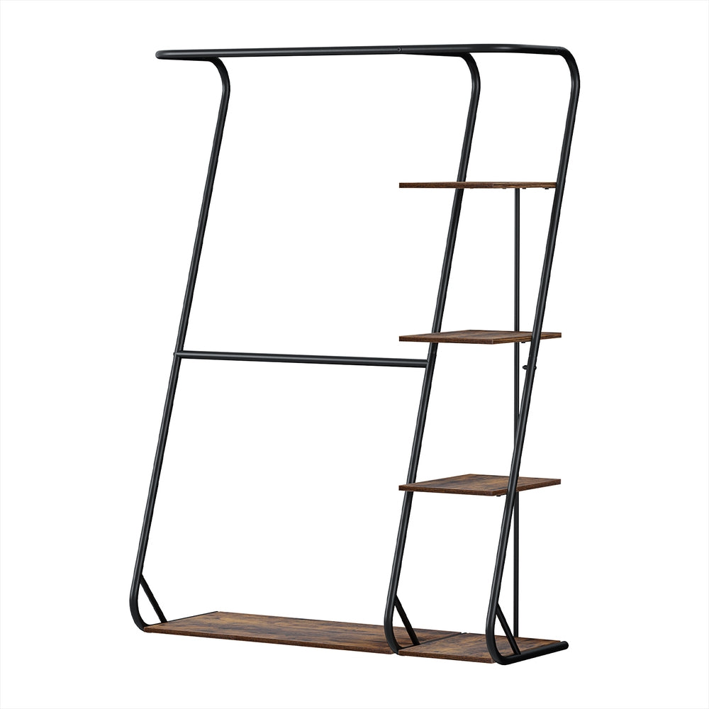 Walnut colour - Wardrobe Clothes Rack Airer 4-Tier Walnut