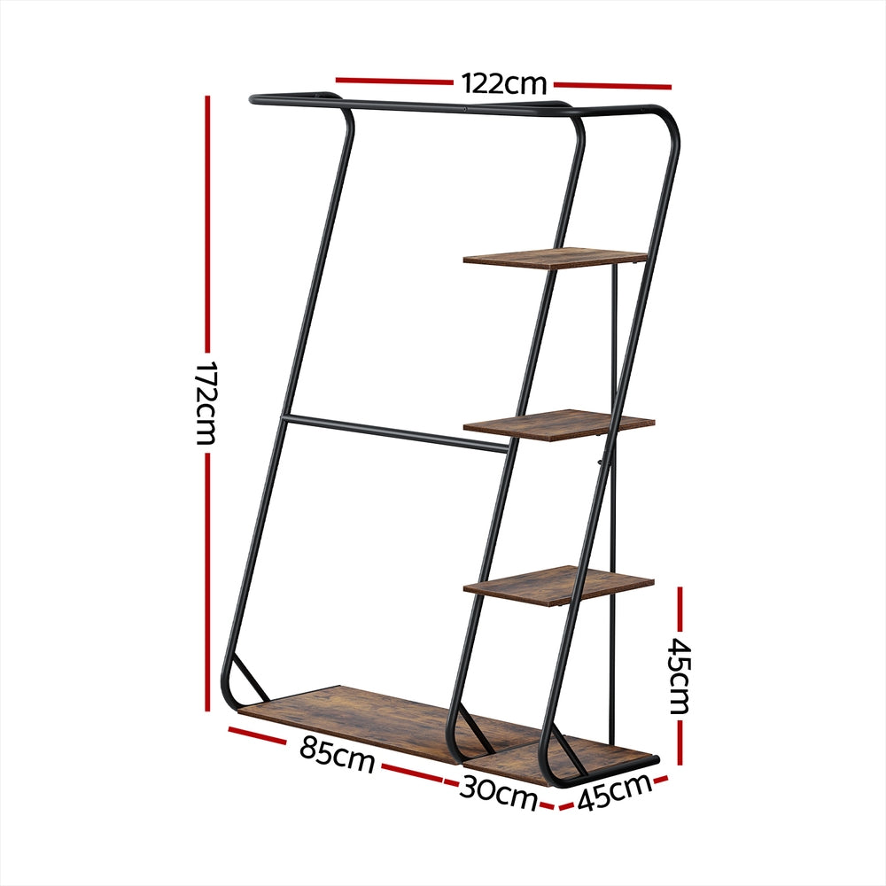 Clothing & Wardrobe Storage - Wardrobe Clothes Rack Airer 4-Tier Walnut