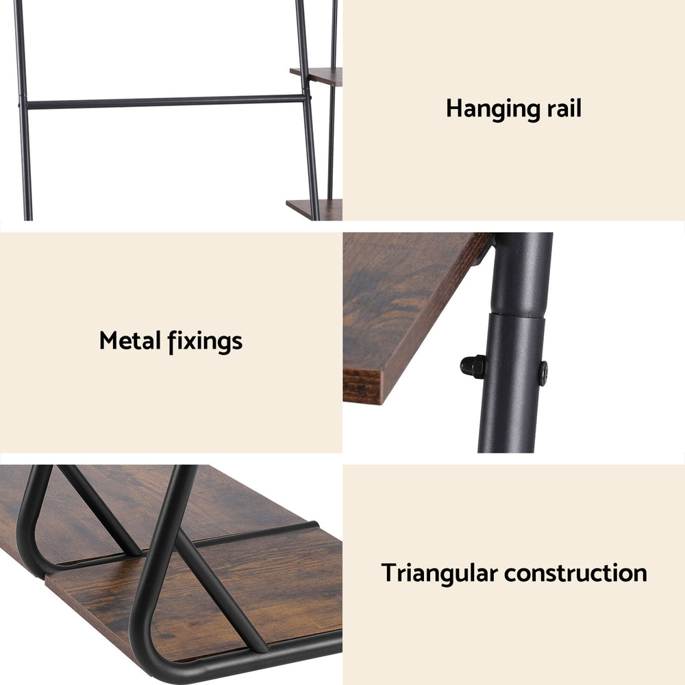 Wardrobe Clothes Rack Airer 4-Tier Walnut, Walnut colour