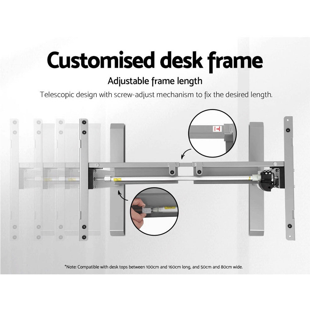 Standing Desk Sit Stand Table Height Adjustable Motorised Electric Grey Frame 120cm Walnut