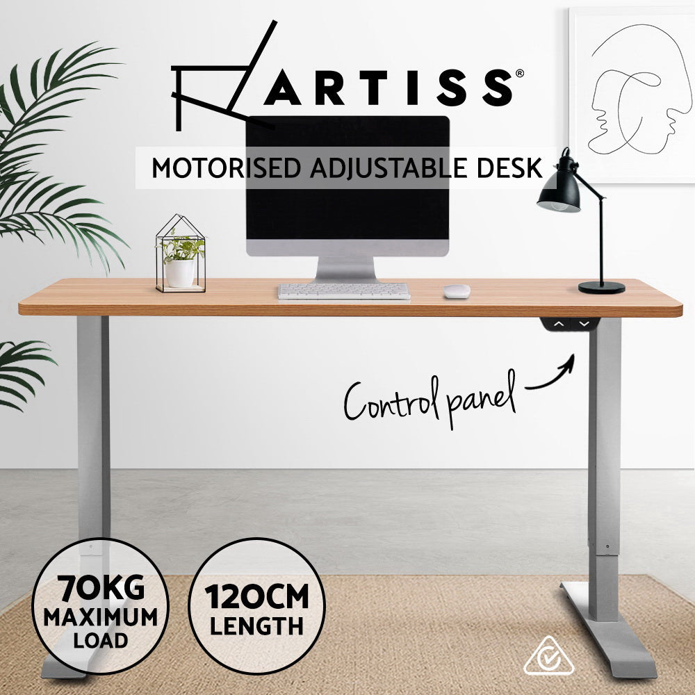 Standing Desk Sit Stand Table Height Adjustable Motorised Electric Frame Riser 120cm Desktop