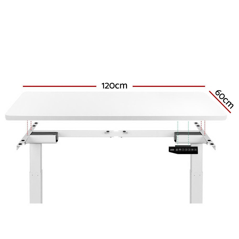 Sit Stand Desk Motorised Electric Computer Laptop Table Riser Office Dual Motor 120cm White