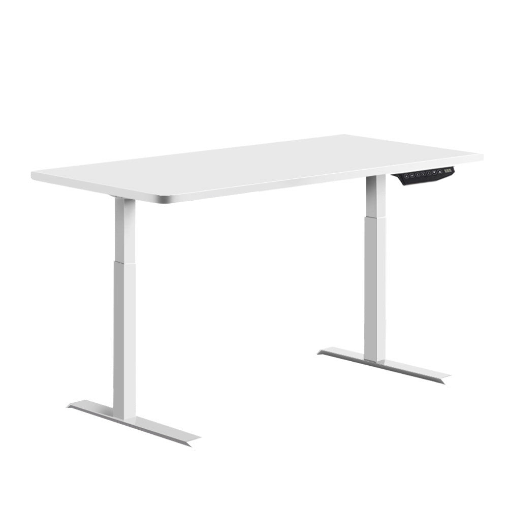 Standing Desk Motorised Sit Stand Table Height Adjustable Computer Laptop Desks Dual Motors 140cm White