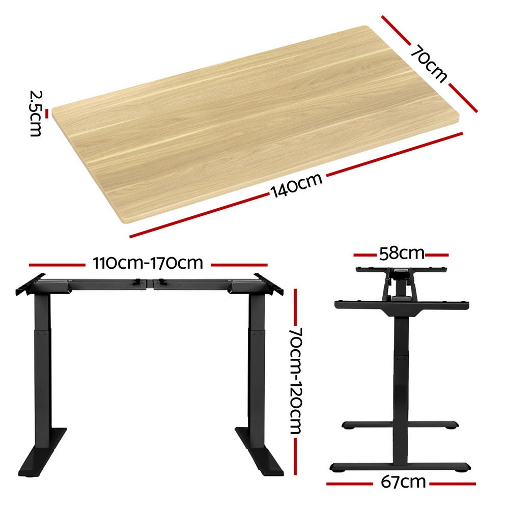 Workstation 140cm Electric Height Adjustable Sit-Stand Desk