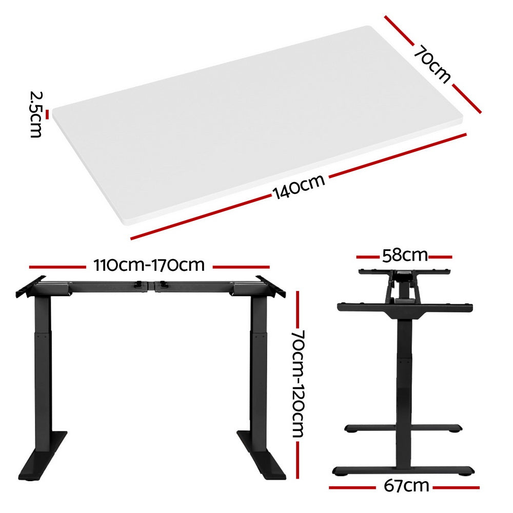 Standing Desk Motorised Dual Motor White 140Cm | Desks