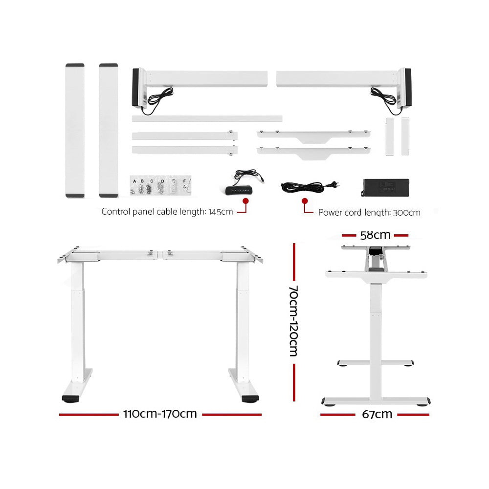 Standing Desk Sit Stand Motorised Adjustable Frame Only White Dual Motor