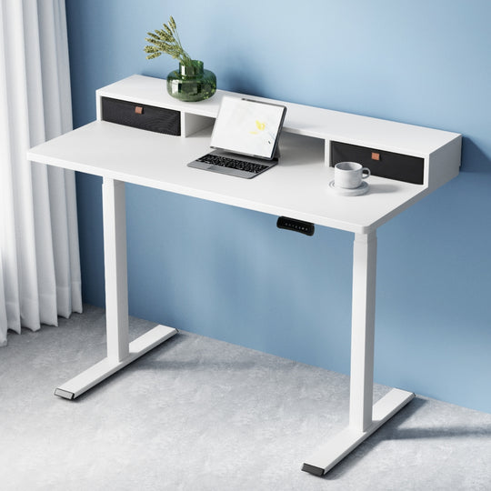Electric Standing Desk Dual Motor Office Table With Shelf Drawer120Cm with Office & Desk Chairs