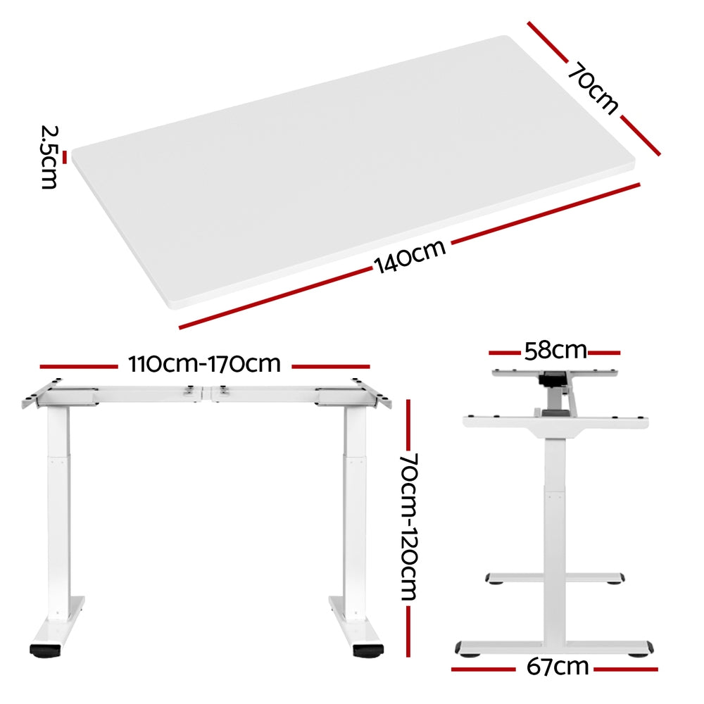 Standing Desk Motorised Dual Motor 140Cm White