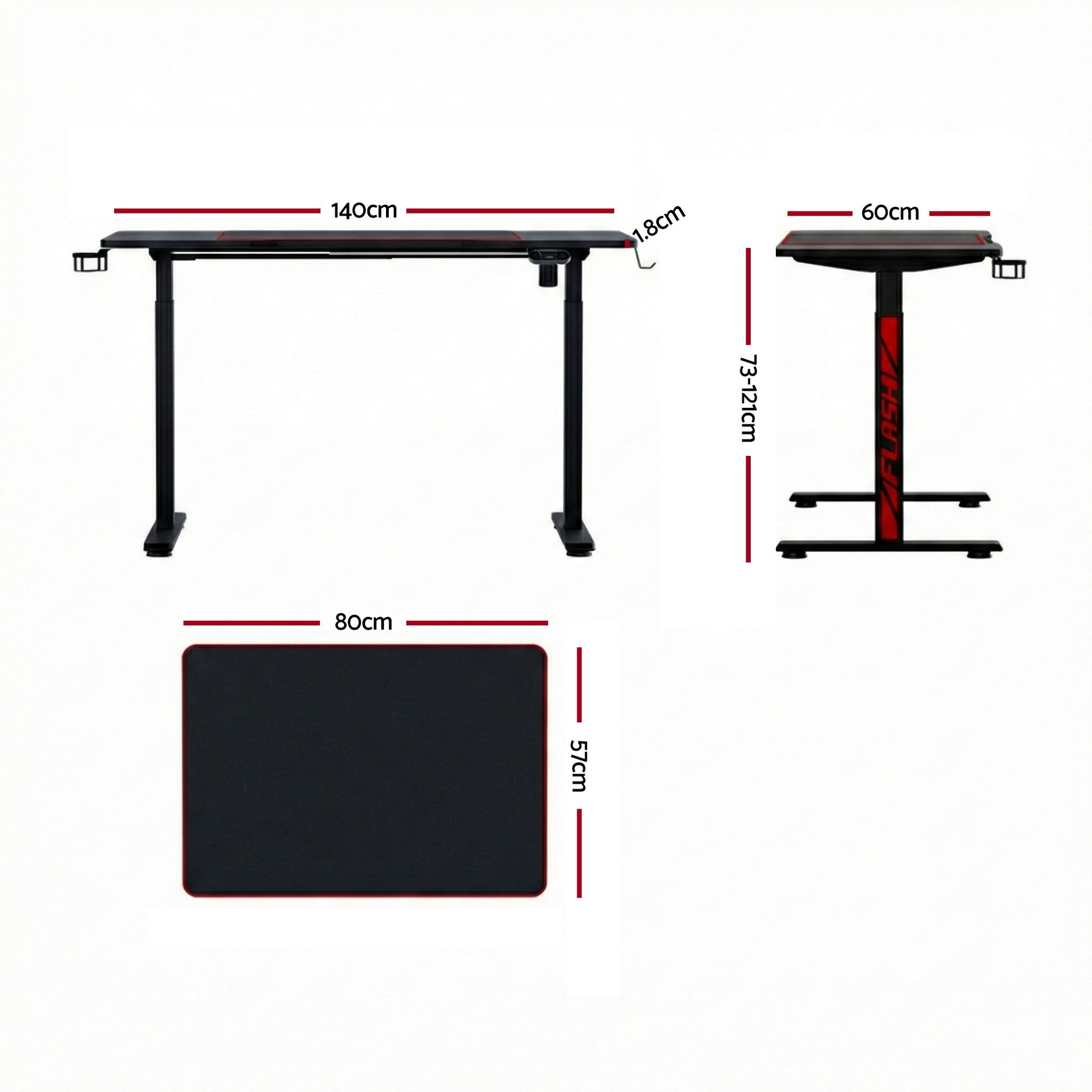 Gaming Desks Standing Desk Motorised 140CM Black
