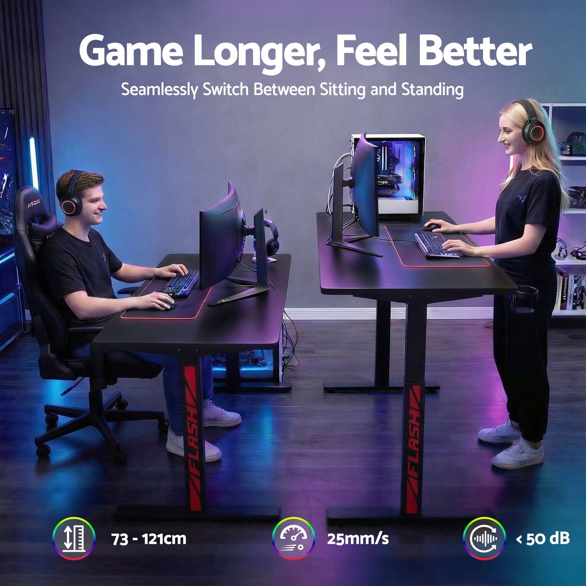 Gaming Desks Standing Desk Motorised 140CM Black