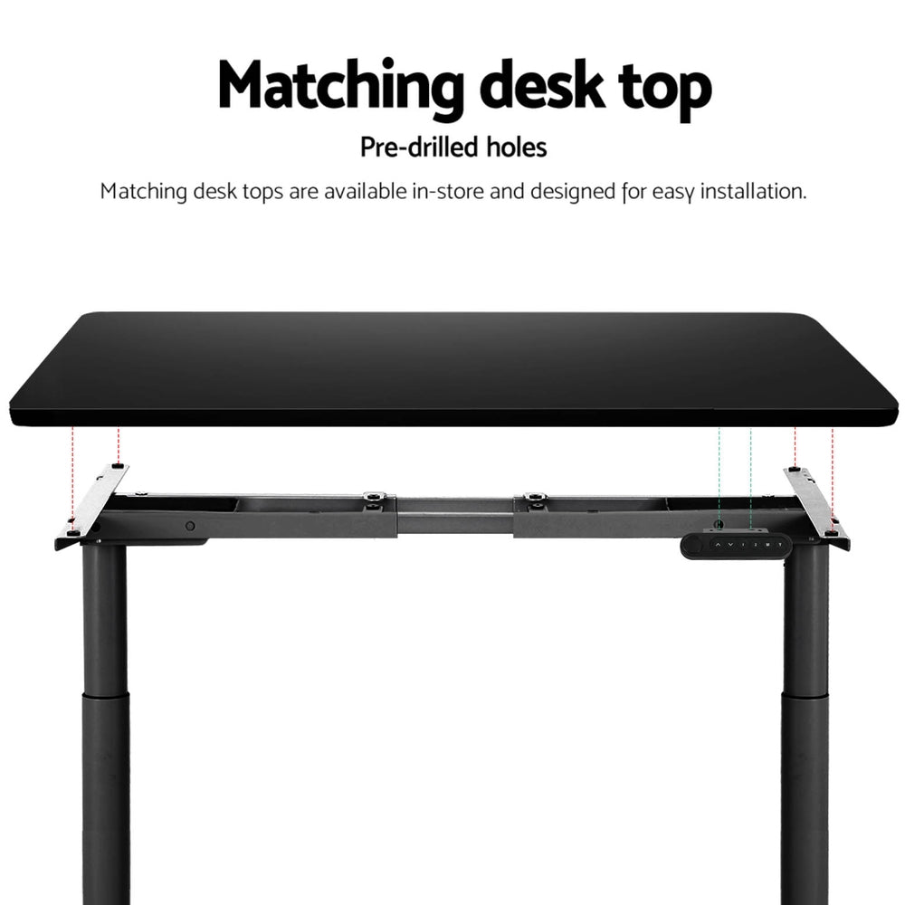 Standing Desk Sit Stand Motorised Adjustable Frame Only Dual Motor Black, Black colour