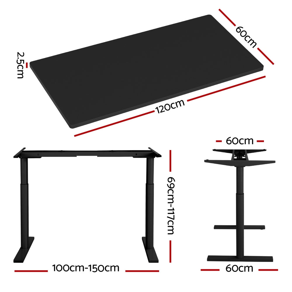 Sleek Black Electric Standing Desk: Height Adjustable Sit-Stand Desks Table