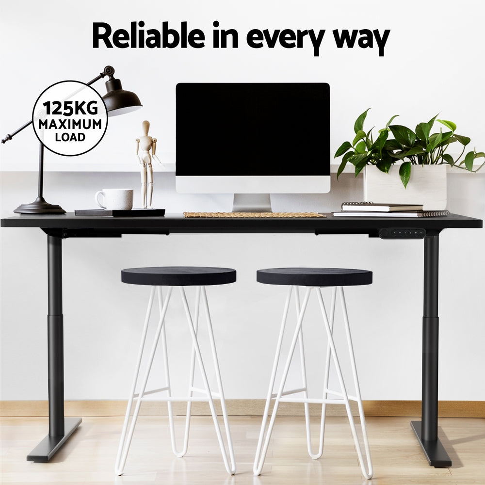 Elegant Black 140cm/120cm Height Adjustable Electric Standing Desk