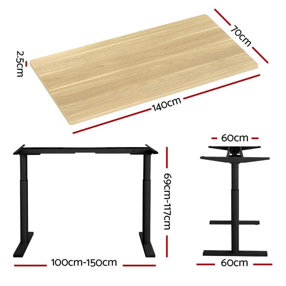 Elegant Black 140cm/120cm Height Adjustable Electric Standing Desk