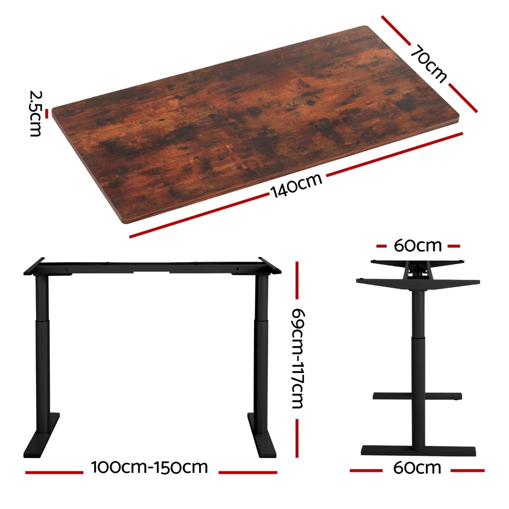 Elegant Black 140cm/120cm Height Adjustable Electric Standing Desk