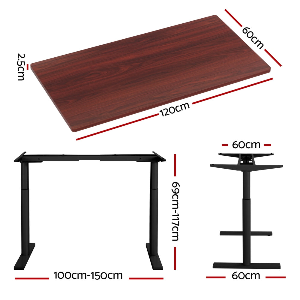 Elegant Black 140cm/120cm Height Adjustable Electric Standing Desk