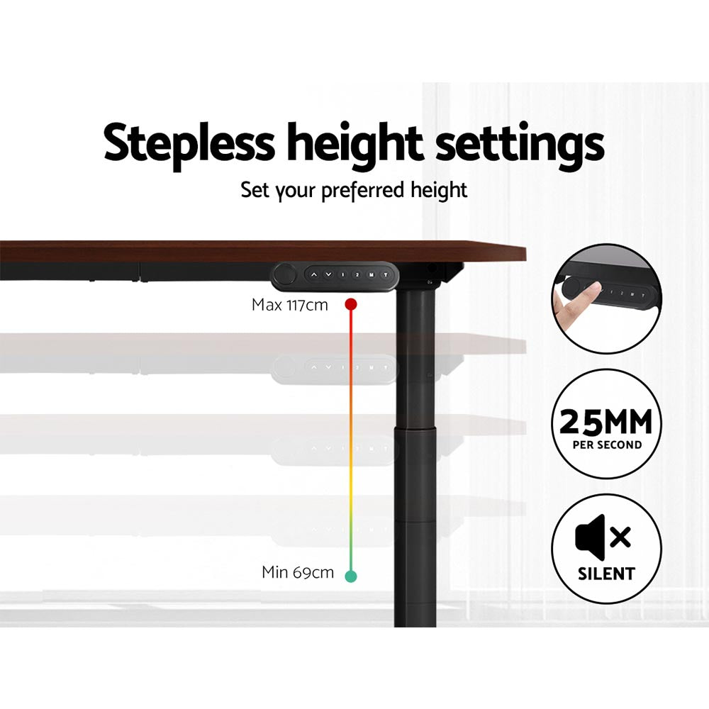 Elegant Black 140cm/120cm Height Adjustable Electric Standing Desk