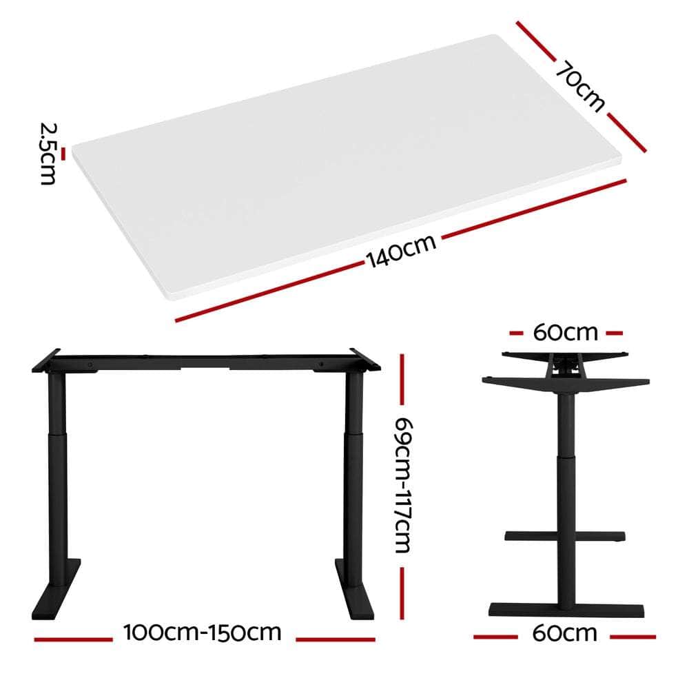 Elegant Black 140cm/120cm Height Adjustable Electric Standing Desk