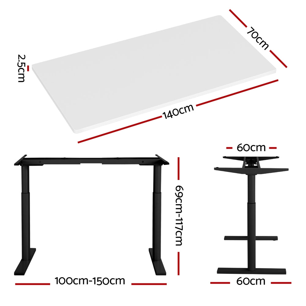 Elegant Black 140cm/120cm Height Adjustable Electric Standing Desk