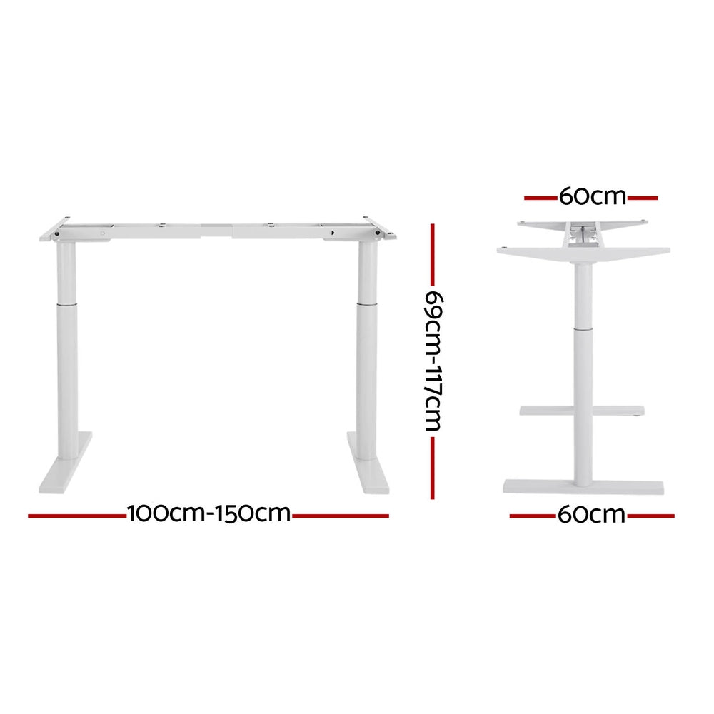 Standing Desk Sit Stand Motorised Adjustable Frame Only Dual Motor White