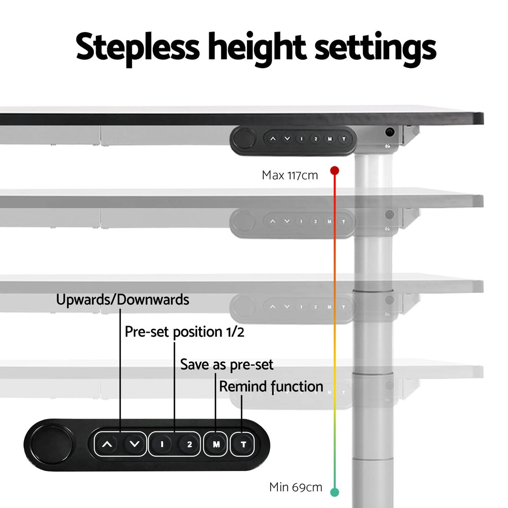 Standing Desk Sit Stand Motorised Adjustable Frame Only Dual Motor White
