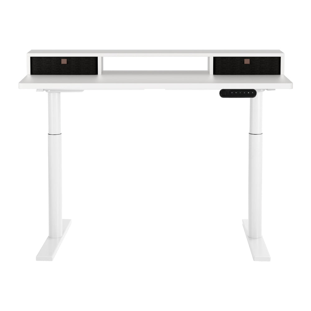 Electric Standing Desk With Storage Rack Shelf Drawers White 120Cm | 120Cm