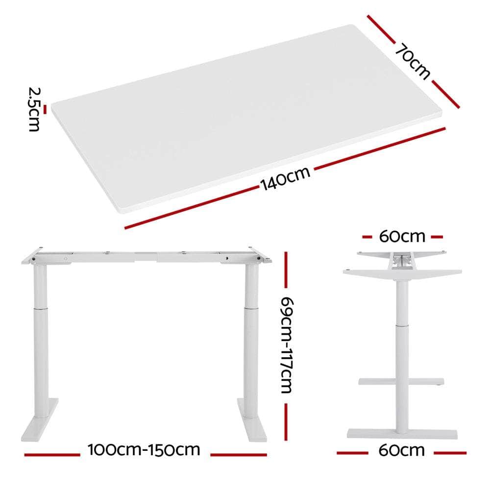 Elegant Black 140cm/120cm Height Adjustable Electric Standing Desk