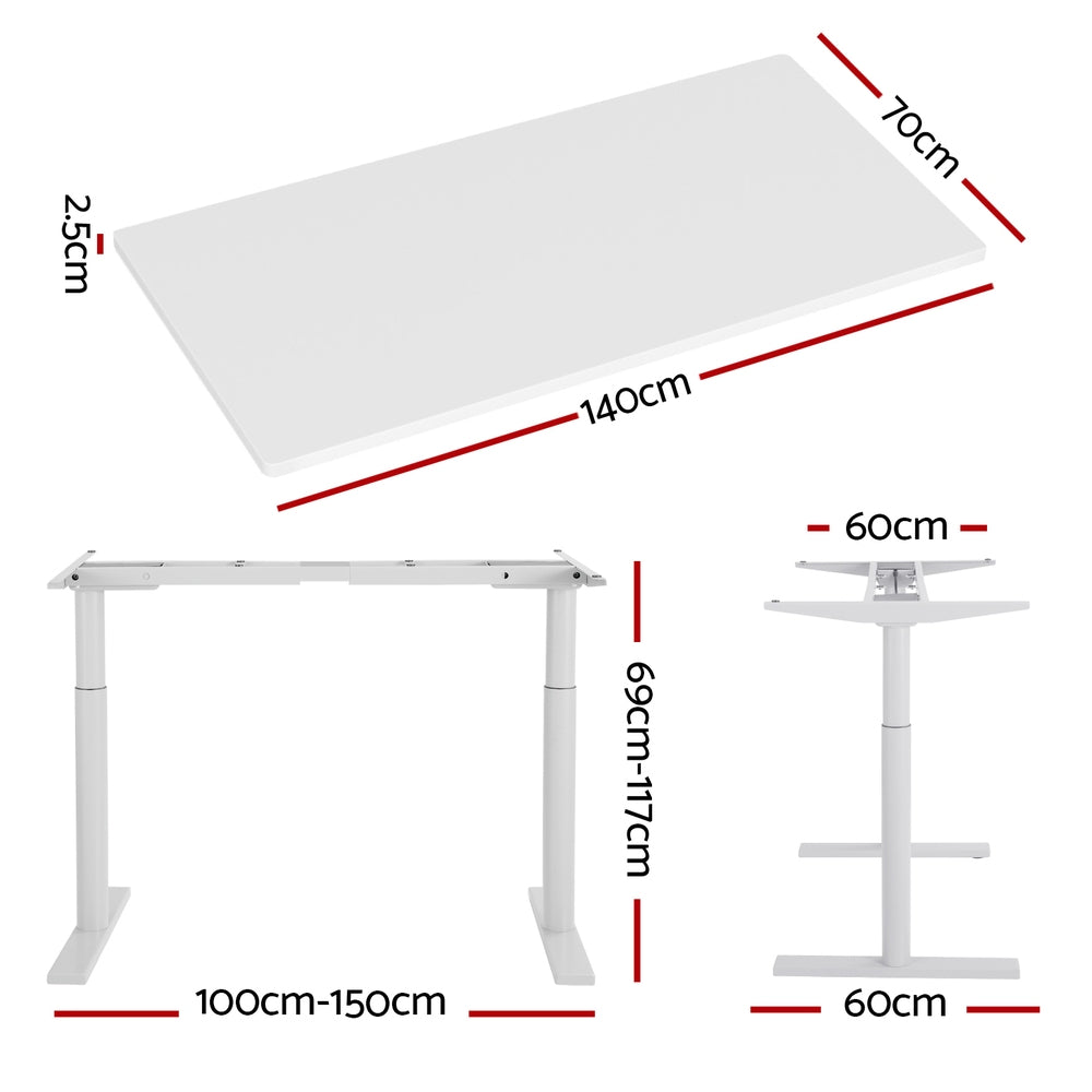 Elegant Black 140cm/120cm Height Adjustable Electric Standing Desk
