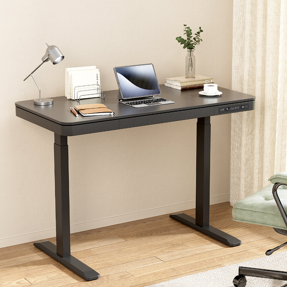 Black colour - Standing Desk Motorised Electric Motor Drawer 120CM Black