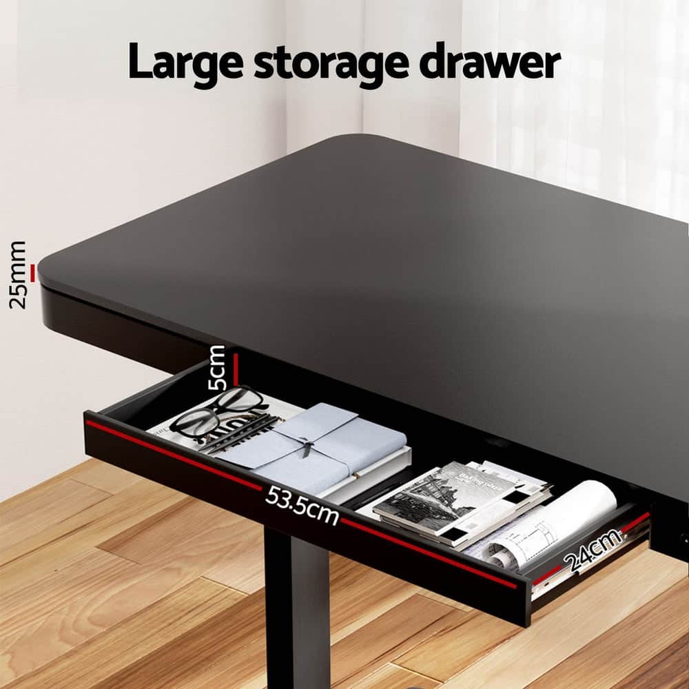 Standing Desk Motorised Electric Motor Drawer 120CM Black