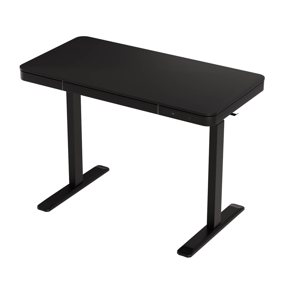 Desks - Standing Desk Motorised Electric Motor Drawer 120CM Black
