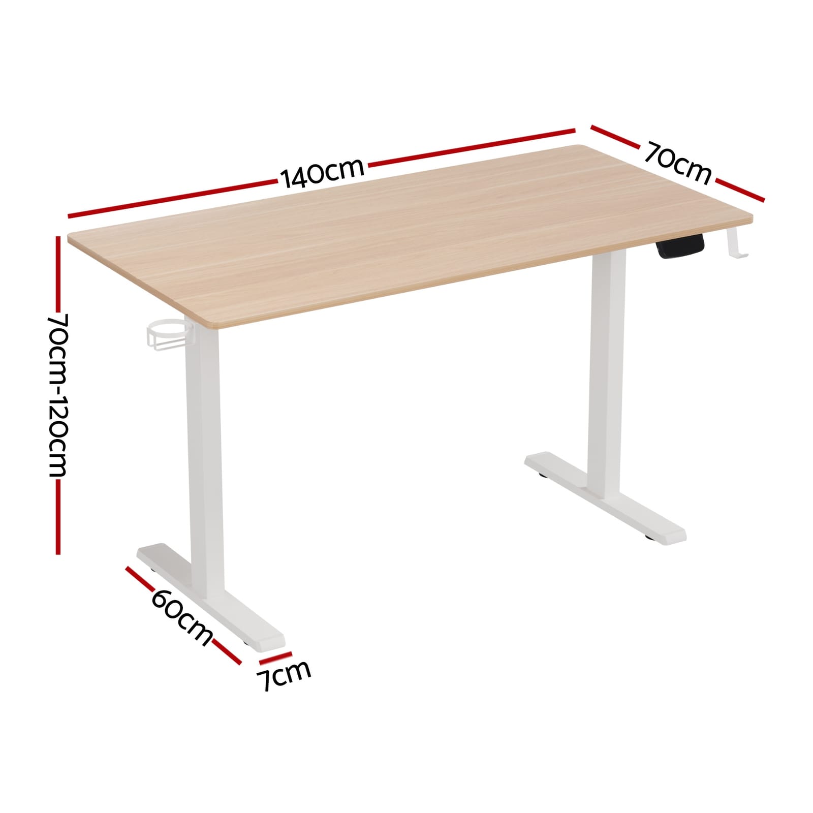 Electric Standing Desk Oak 140CM 140x70x72cm