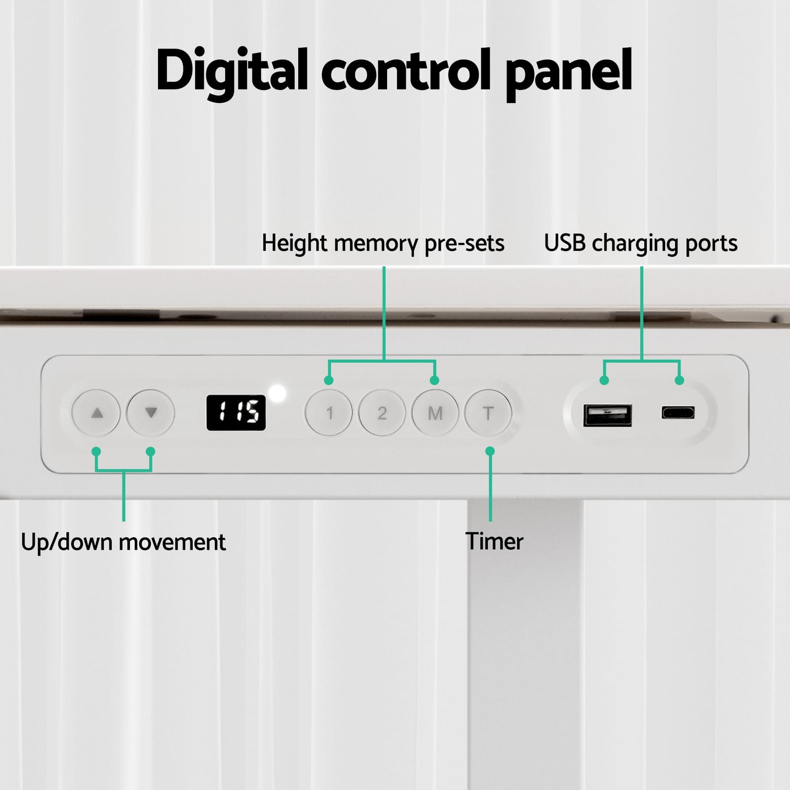 Electric Standing Desk Motorised 120x60x72cm