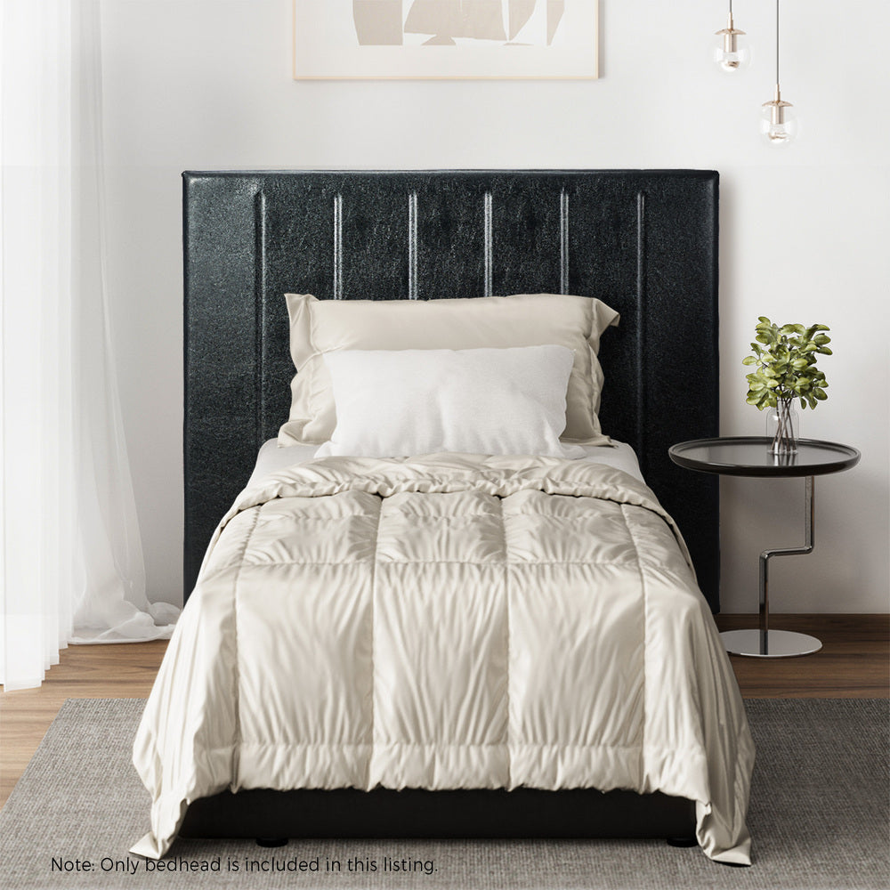 Leather Bed Frame Headboard King Single Size Bedhead Black