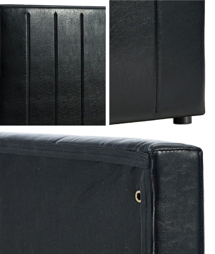 Leather Bed Frame Headboard King Single Size Bedhead Black