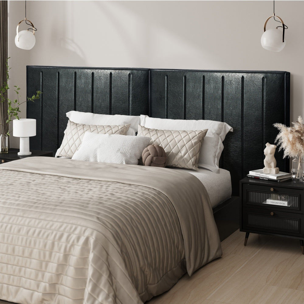 Leather Bed Frame Headboard Double Queen King Bedhead Black