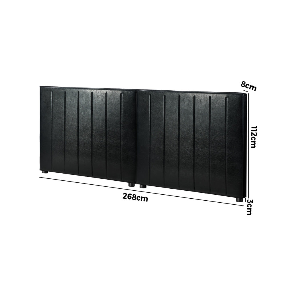 Leather Bed Frame Headboard Double Queen King Bedhead Black