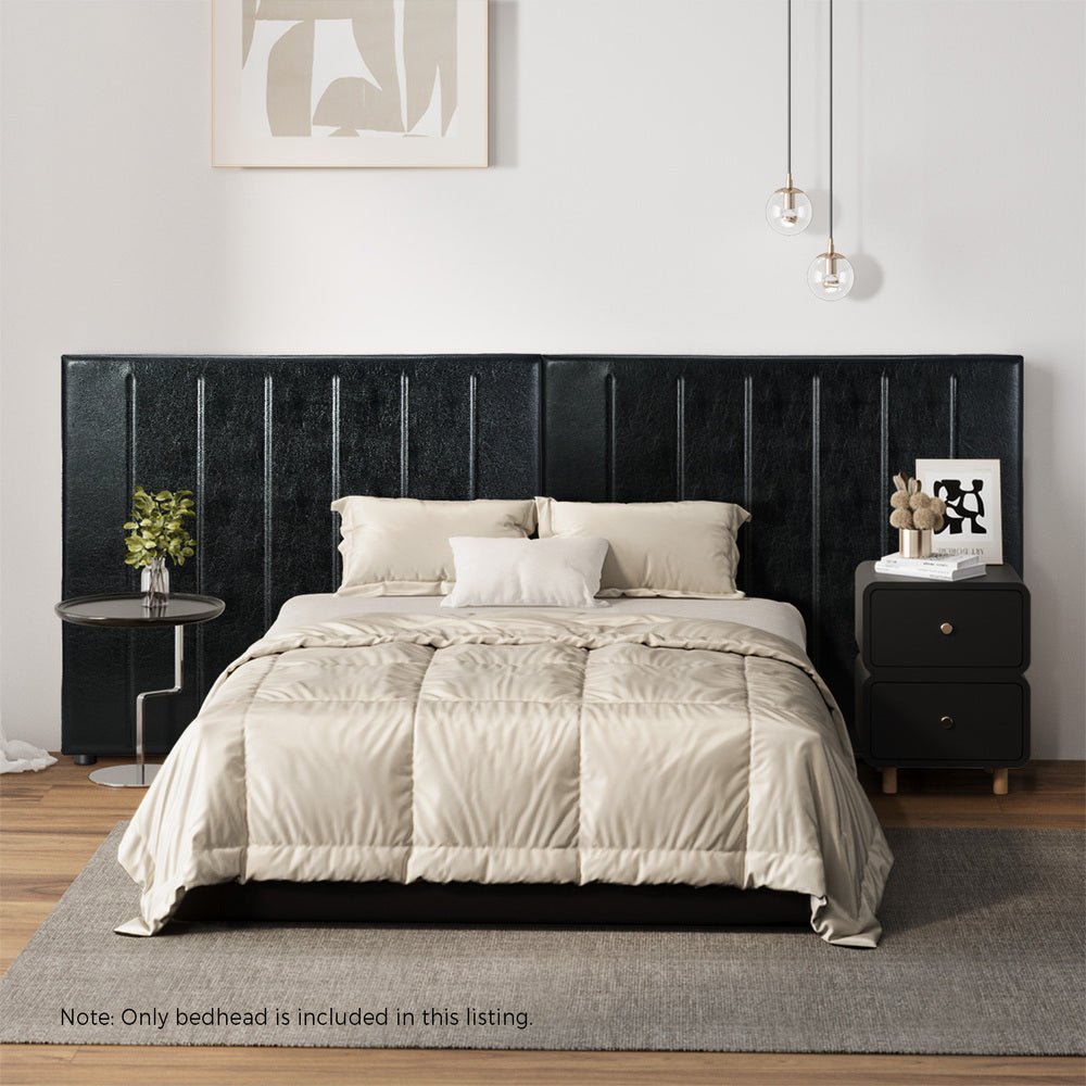 Leather Bed Frame Headboard Double Queen King Bedhead Black