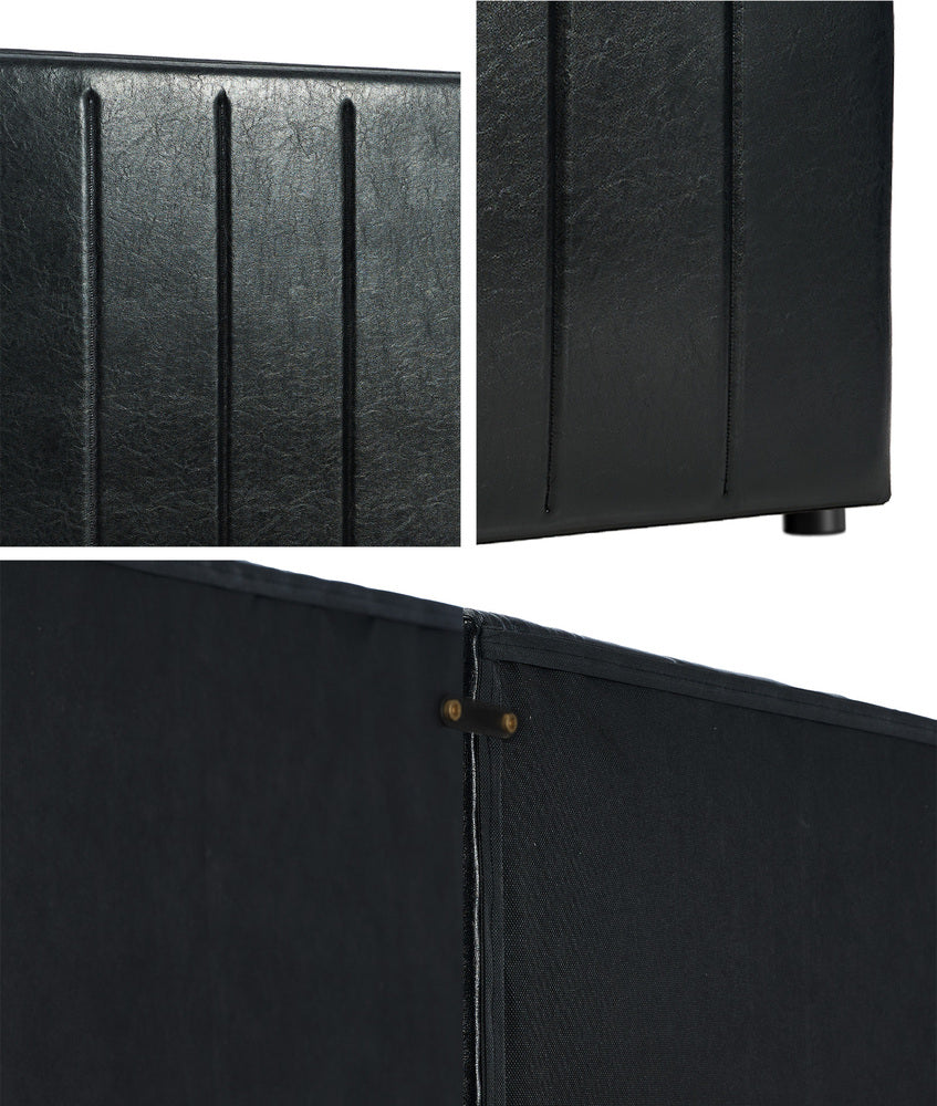 Leather Bed Frame Headboard Double Queen King Bedhead Black